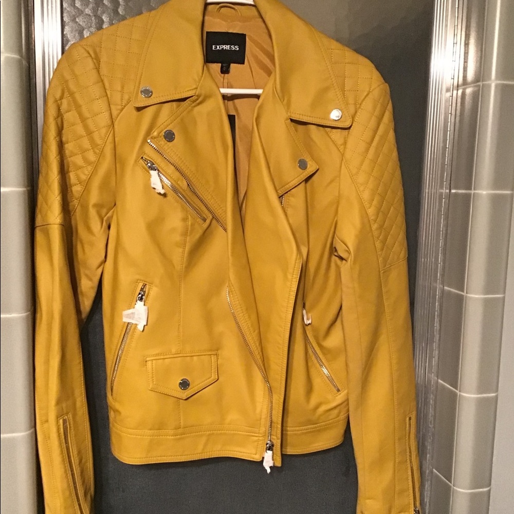 Yellow moto jacket brand new with tags express